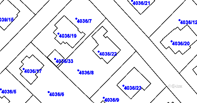 Parcela st. 4036/22 v KÚ Vysoké Mýto, Katastrální mapa