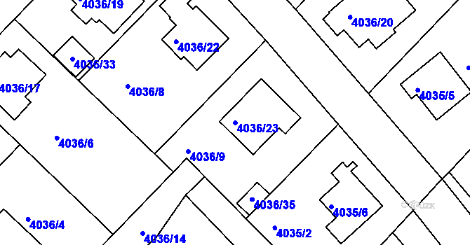 Parcela st. 4036/23 v KÚ Vysoké Mýto, Katastrální mapa