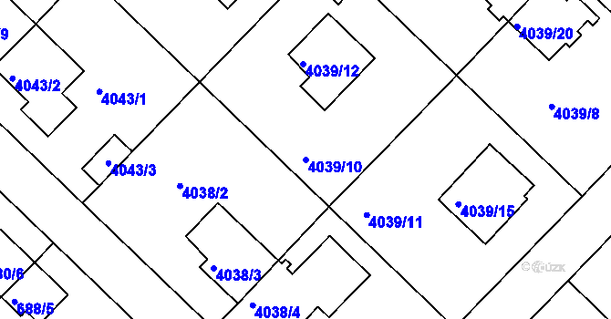 Parcela st. 4039/10 v KÚ Vysoké Mýto, Katastrální mapa
