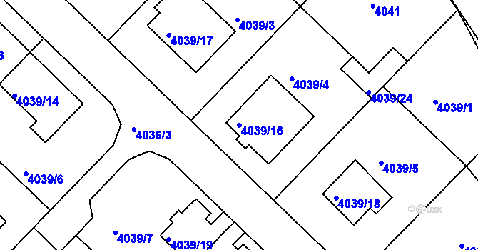Parcela st. 4039/16 v KÚ Vysoké Mýto, Katastrální mapa