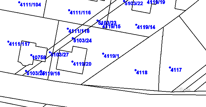 Parcela st. 4119/1 v KÚ Vysoké Mýto, Katastrální mapa