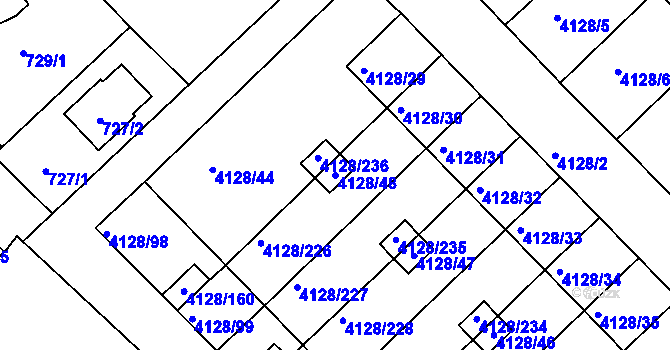 Parcela st. 4128/48 v KÚ Vysoké Mýto, Katastrální mapa