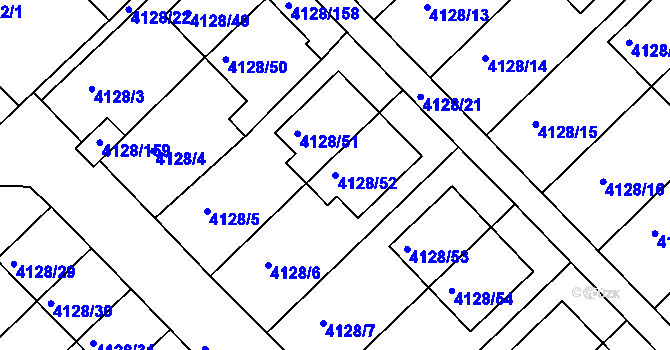 Parcela st. 4128/52 v KÚ Vysoké Mýto, Katastrální mapa