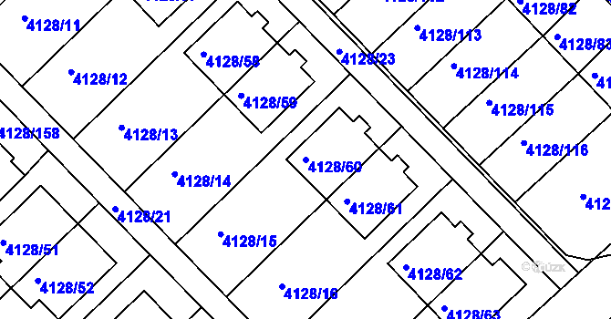 Parcela st. 4128/60 v KÚ Vysoké Mýto, Katastrální mapa