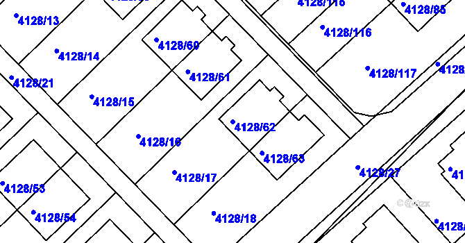 Parcela st. 4128/62 v KÚ Vysoké Mýto, Katastrální mapa
