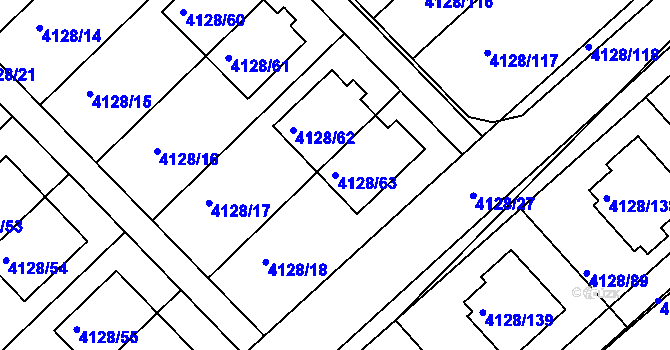 Parcela st. 4128/63 v KÚ Vysoké Mýto, Katastrální mapa