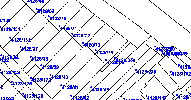 Parcela st. 4128/74 v KÚ Vysoké Mýto, Katastrální mapa