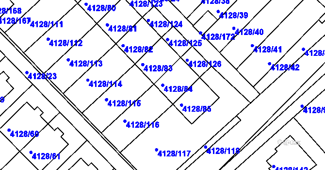 Parcela st. 4128/84 v KÚ Vysoké Mýto, Katastrální mapa