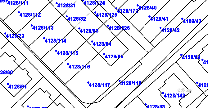 Parcela st. 4128/85 v KÚ Vysoké Mýto, Katastrální mapa