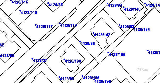Parcela st. 4128/88 v KÚ Vysoké Mýto, Katastrální mapa