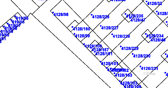 Parcela st. 4128/100 v KÚ Vysoké Mýto, Katastrální mapa