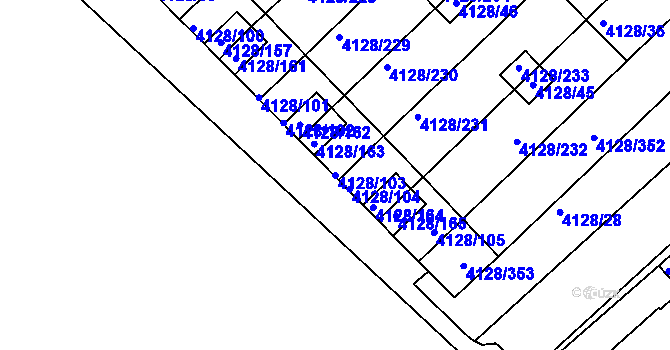 Parcela st. 4128/103 v KÚ Vysoké Mýto, Katastrální mapa
