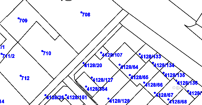 Parcela st. 4128/107 v KÚ Vysoké Mýto, Katastrální mapa