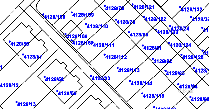 Parcela st. 4128/112 v KÚ Vysoké Mýto, Katastrální mapa