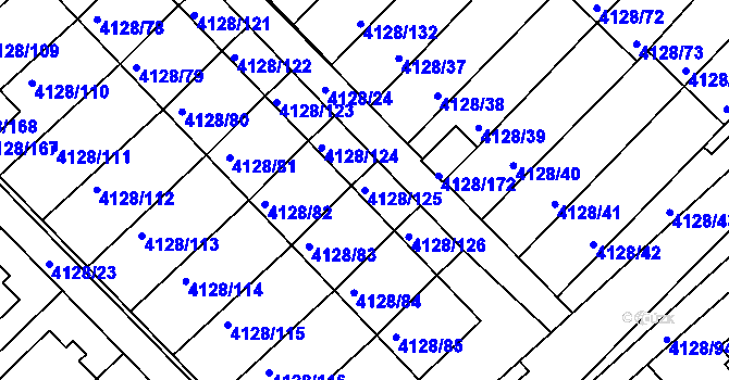 Parcela st. 4128/125 v KÚ Vysoké Mýto, Katastrální mapa