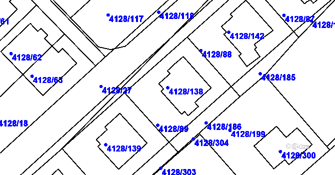Parcela st. 4128/138 v KÚ Vysoké Mýto, Katastrální mapa