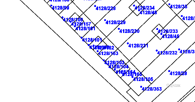 Parcela st. 4128/163 v KÚ Vysoké Mýto, Katastrální mapa