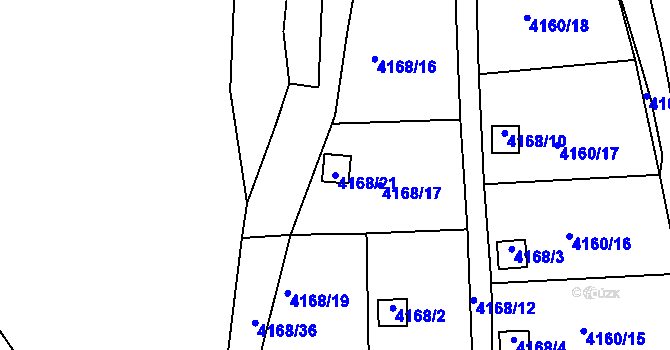 Parcela st. 4168/21 v KÚ Vysoké Mýto, Katastrální mapa