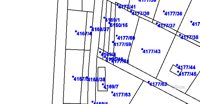Parcela st. 4169/4 v KÚ Vysoké Mýto, Katastrální mapa
