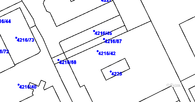 Parcela st. 4216/42 v KÚ Vysoké Mýto, Katastrální mapa