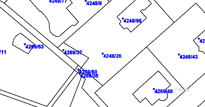 Parcela st. 4248/26 v KÚ Vysoké Mýto, Katastrální mapa