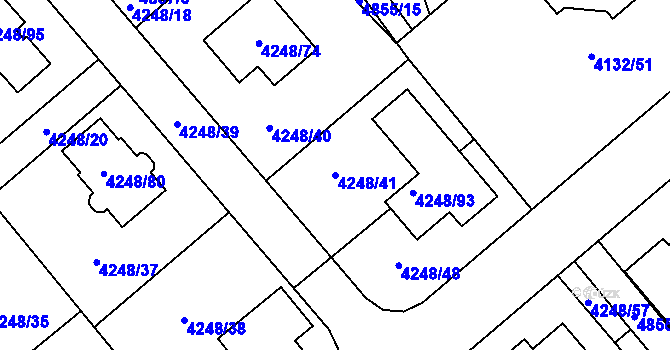 Parcela st. 4248/41 v KÚ Vysoké Mýto, Katastrální mapa
