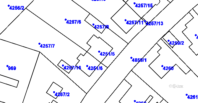 Parcela st. 4251/5 v KÚ Vysoké Mýto, Katastrální mapa