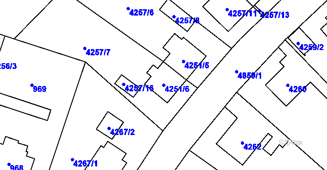 Parcela st. 4251/6 v KÚ Vysoké Mýto, Katastrální mapa