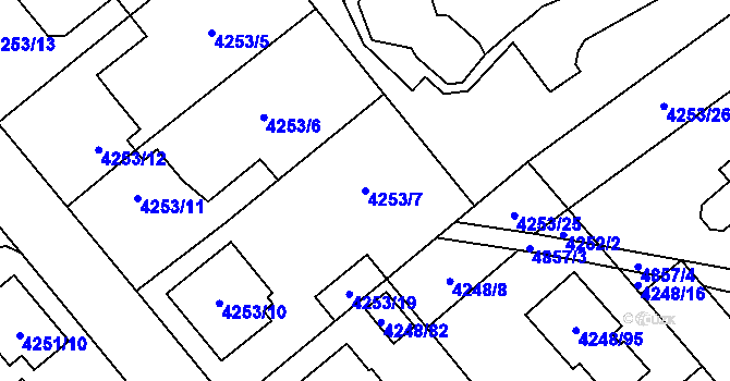 Parcela st. 4253/7 v KÚ Vysoké Mýto, Katastrální mapa