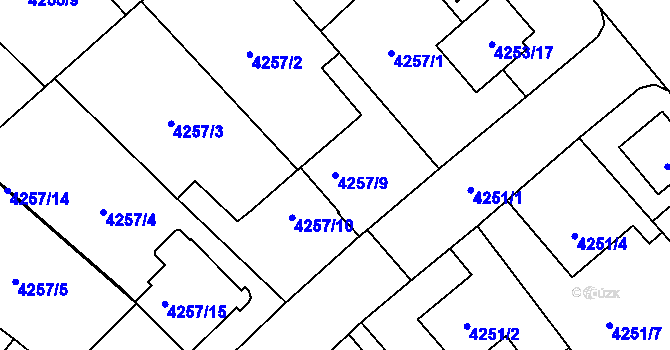 Parcela st. 4257/9 v KÚ Vysoké Mýto, Katastrální mapa