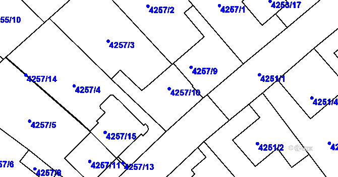 Parcela st. 4257/10 v KÚ Vysoké Mýto, Katastrální mapa