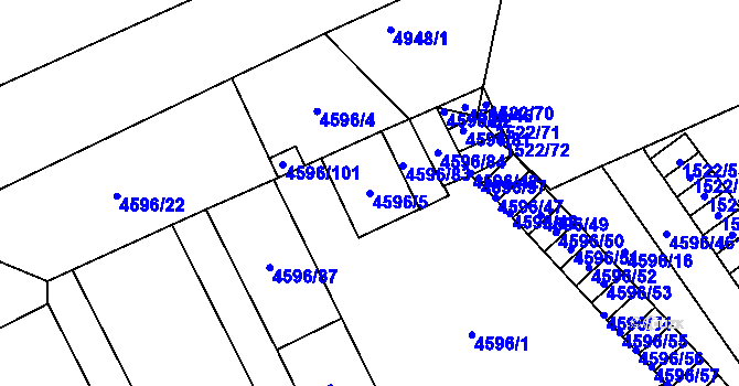 Parcela st. 4596/5 v KÚ Vysoké Mýto, Katastrální mapa