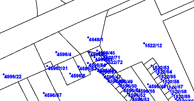 Parcela st. 4596/45 v KÚ Vysoké Mýto, Katastrální mapa