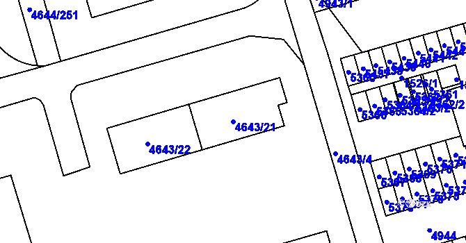 Parcela st. 4643/21 v KÚ Vysoké Mýto, Katastrální mapa