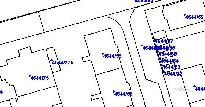 Parcela st. 4644/55 v KÚ Vysoké Mýto, Katastrální mapa
