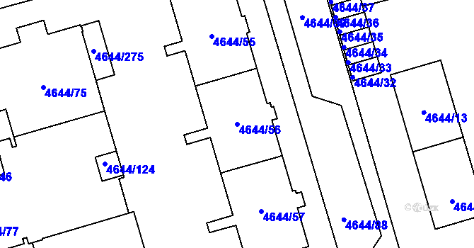 Parcela st. 4644/56 v KÚ Vysoké Mýto, Katastrální mapa