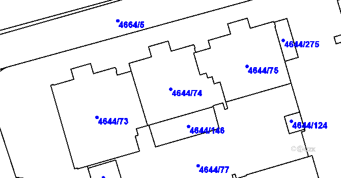 Parcela st. 4644/74 v KÚ Vysoké Mýto, Katastrální mapa