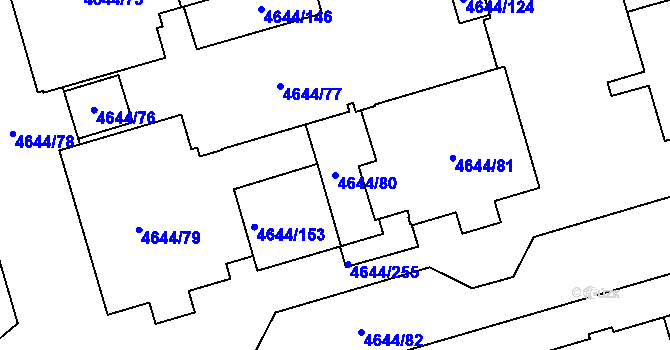 Parcela st. 4644/80 v KÚ Vysoké Mýto, Katastrální mapa