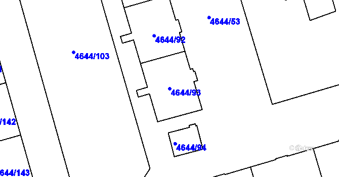 Parcela st. 4644/93 v KÚ Vysoké Mýto, Katastrální mapa