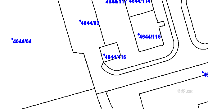 Parcela st. 4644/116 v KÚ Vysoké Mýto, Katastrální mapa