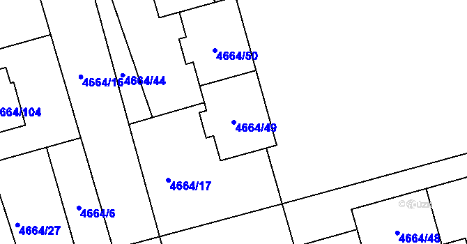 Parcela st. 4664/49 v KÚ Vysoké Mýto, Katastrální mapa