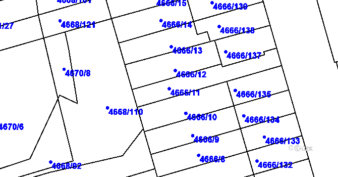 Parcela st. 4666/11 v KÚ Vysoké Mýto, Katastrální mapa