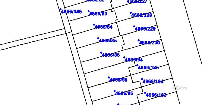 Parcela st. 4666/86 v KÚ Vysoké Mýto, Katastrální mapa
