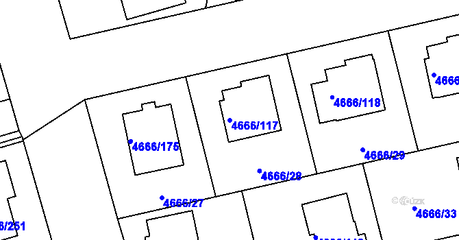 Parcela st. 4666/117 v KÚ Vysoké Mýto, Katastrální mapa