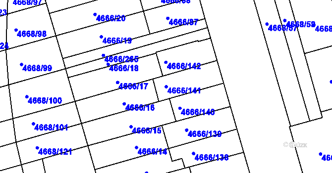 Parcela st. 4666/141 v KÚ Vysoké Mýto, Katastrální mapa