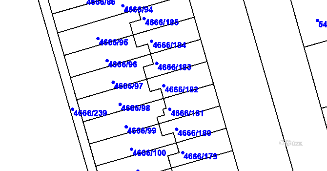 Parcela st. 4666/182 v KÚ Vysoké Mýto, Katastrální mapa