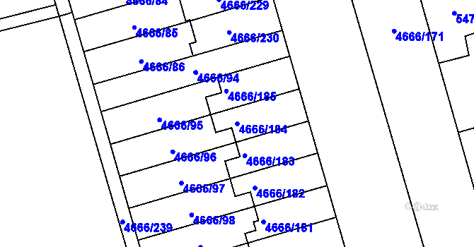 Parcela st. 4666/184 v KÚ Vysoké Mýto, Katastrální mapa