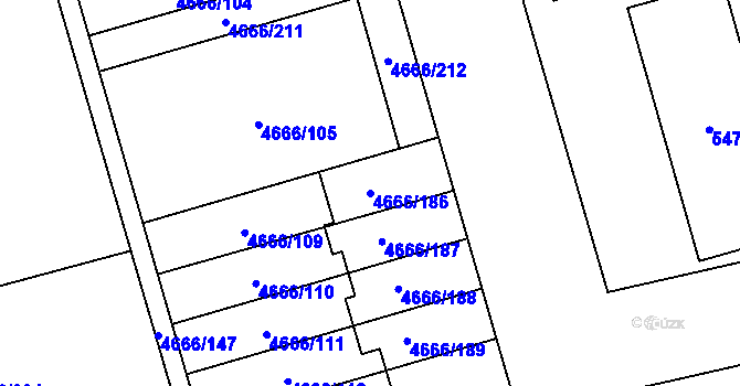 Parcela st. 4666/186 v KÚ Vysoké Mýto, Katastrální mapa
