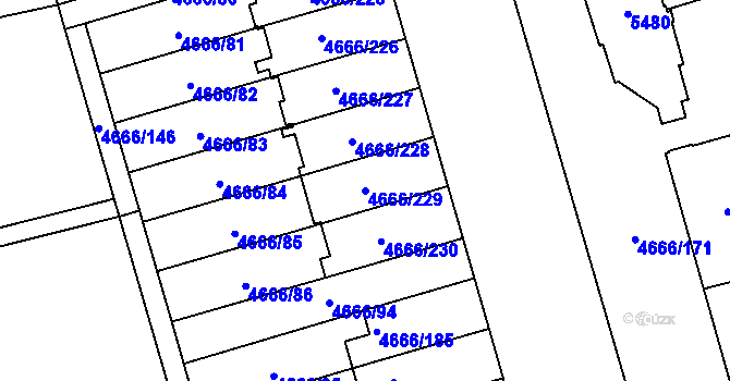 Parcela st. 4666/229 v KÚ Vysoké Mýto, Katastrální mapa