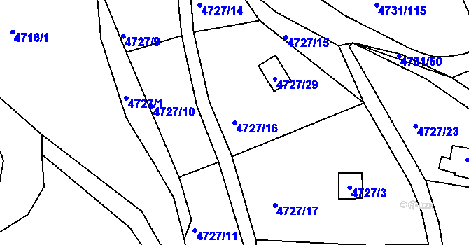 Parcela st. 4727/16 v KÚ Vysoké Mýto, Katastrální mapa